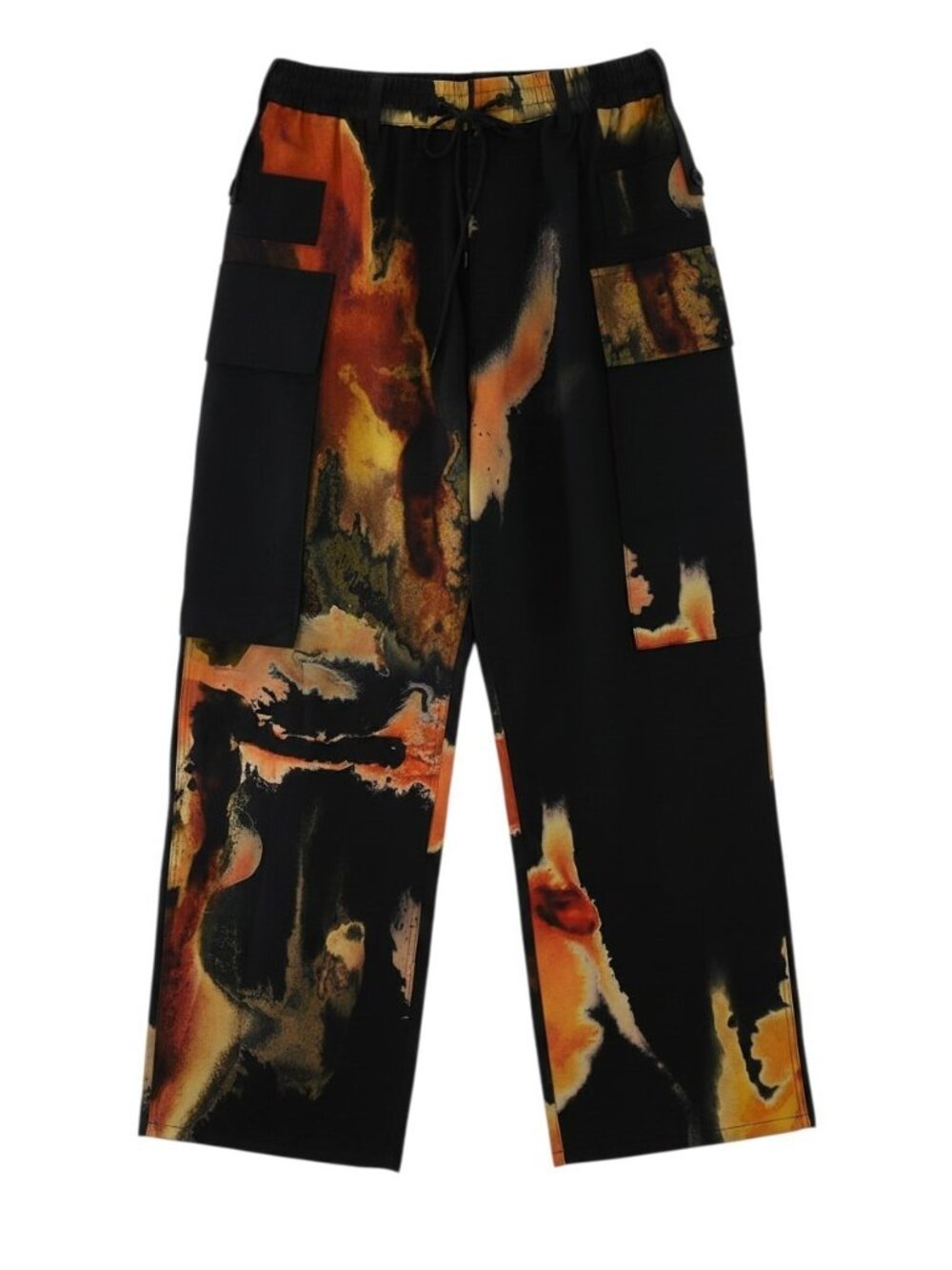 ADIDAS Y-3 YOHJI YAMAMOTO Black AOP Abstract Relaxed Cargo Pants XS NWT